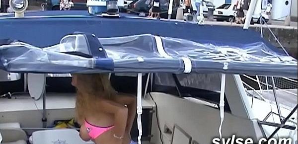  Lesbians in public marina with sex toys before dogging gangbang in forest